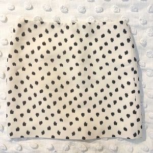 J. Crew Cream Mini Skirt w/Blk Polka Dots